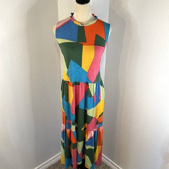 NWOT BELLA BELLA BY GG Geo Print Midi Dress (Large) - Picture 8 of 10